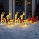 ARDEBO.de - Weihnachtsrentier mit Schlitten 5 stk. 240 LEDs Warmes Weiß