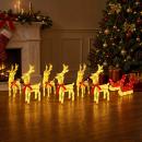 ARDEBO.de - Weihnachtsrentier mit Schlitten 7 stk. 320 LEDs Warmes Weiß