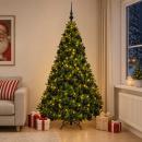 ARDEBO.de - Künstlicher Weihnachtsbaum Hellgrün mit Weihnachtskugeln 210 cm