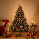ARDEBO.de - Künstlicher Weihnachtsbaum, grün, mit Weihnachtskugeln 180 cm