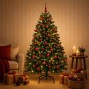 ARDEBO.de - Künstlicher Weihnachtsbaum Grün mit Weihnachtskugeln 180 cm