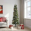 ARDEBO.de - Künstlicher schmaler Weihnachtsbaum mit Kugeln 210 cm 300 LEDs