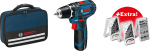 Bosch GSR 12V-15 Professional Akku-Bohrschrauber (0615990G6L), 1x 2,0Ah/ 1x 4,0Ah, 12 V + 38-tlg. Zubehör-Set