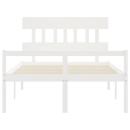 Seniorenbett mit Kopfteil 140x190 cm Weiß Massivholz