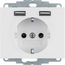 Berker 48037009 Steckdose SCHUKO/USB, K.1, polarweiß glänzend