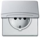 Busch-Jaeger 20 EUGK-33-101 SCHUKO Steckdosen-Einsatz mit Klappdeckel, Allwetter 44, alusilber (2CKA002064A0288)