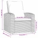 Gartensessel Verstellbar mit Kissen Schwarz Poly Rattan