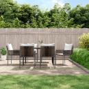 7-tlg. Garten-Essgruppe mit Kissen Poly Rattan und Stahl