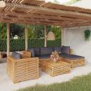 6-tlg. Garten-Lounge-Set mit Kissen Massivholz Teak