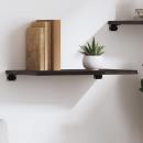 Wandregal Dunkelbraun 60x40x2 cm Massivholz Eiche Behandelt