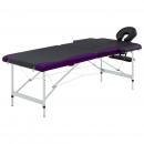 Massageliege Klappbar 2-Zonen Aluminiumgestell Schwarz und Lila