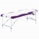 Massageliege Klappbar 3-Zonen Aluminiumgestell Weiß und Lila