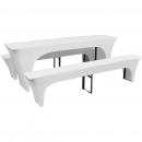 3-tlg. Hussen-Set für Biertisch und Bänke Weiß 220x70x80 cm 