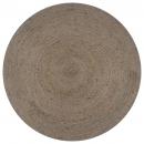  Teppich Handgefertigt Jute Rund 90 cm Grau