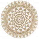 Teppich Handgefertigt Jute Weißer Druck 90 cm
