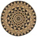 Teppich Handgefertigt Jute Schwarzer Druck 90 cm