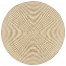Teppich Handgefertigt Jute mit Spiralen-Design Weiß 90 cm