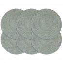 Tischsets 6 Stk. Uni Olivgrün 38 cm Rund Jute
