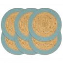 Tischsets 6 Stk. Natur und Grün 38 cm Jute und Baumwolle 