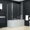 Badewannenaufsatz 2-fach Faltbar ESG 120x68x130 cm 