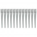 Erdspieße 12 Stk. Silbern 10×10×76 cm Verzinkter Stahl