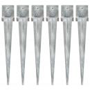 Erdspieße 6 Stk. Silbern 14×14×91 cm Verzinkter Stahl