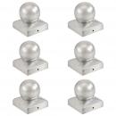 Pfostenkappen 6 Stk. Kugelform Verzinktes Metall 71 x 71 mm 
