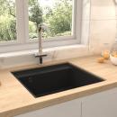 Küchenspüle mit Überlauf Schwarz Granit