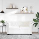 Chesterfield-Sofa 2-Sitzer Kunstleder Weiß 