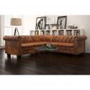 Chesterfield Ecksofa 5-Sitzer Kunstleder Braun 