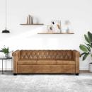Chesterfield-Sofa 3-Sitzer Kunstleder Braun