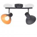 Deckenlampe für 2 Glühbirnen E27 Schwarz und Gold