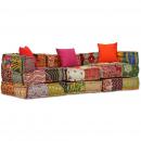 3-Sitzer Modularer Pouf Patchwork Stoff 