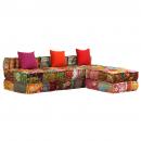 3-Sitzer Modularer Pouf Patchwork Stoff 