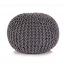 Handgestrickter Pouf Baumwolle 50 x 35 cm Grau