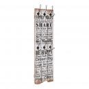 Wandgarderobe mit 6 Haken 120 x 40 cm "FAMILY RULES" 