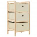 Korb-Kommode mit 3 Stoffkörben Zedernholz Beige