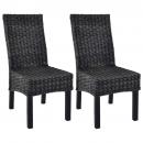 Esszimmerstühle 2 Stk. Schwarz Kubu Rattan und Mango Holz