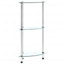 Regal mit 3 Ablagen Transparent 30x30x67 cm Hartglas