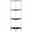Regal mit 4 Ablagen Schwarz 30x30x100 cm Hartglas