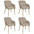 Esszimmerstühle 4 Stk. Beige Stoff und Massivholz Eiche 