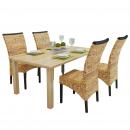 Esszimmerstühle 4 Stk. Abaca und Mango Massivholz 