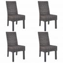 Esszimmerstühle 4 Stk. Braun Kubu Rattan und Mangoholz  