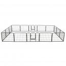 Hunde-Laufstall 16 Paneele Stahl 60x80 cm Schwarz 