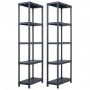 Lagerregale 2 Stk. Schwarz 125 kg 60 x 30 x 180 cm Kunststoff