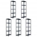 Lagerregale 5 Stk. Schwarz 125 kg 60 x 30 x 180 cm Kunststoff