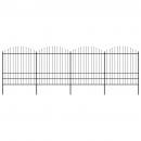 Gartenzaun mit Speerspitzen Stahl (1,75 - 2) x 6,8 m Schwarz