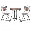 3-tlg. Bistro-Set Mosaik Keramik Terrakotta  
