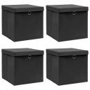 Aufbewahrungsboxen mit Deckeln 4 Stk. Schwarz 32x32x32 cm Stoff