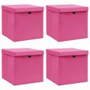 Aufbewahrungsboxen mit Deckeln 4 Stk. Rosa 32x32x32 cm Stoff